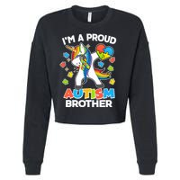 I'm A Proud Autism Brother Dabbing Unicorn Cropped Pullover Crew