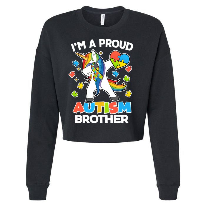 I'm A Proud Autism Brother Dabbing Unicorn Cropped Pullover Crew