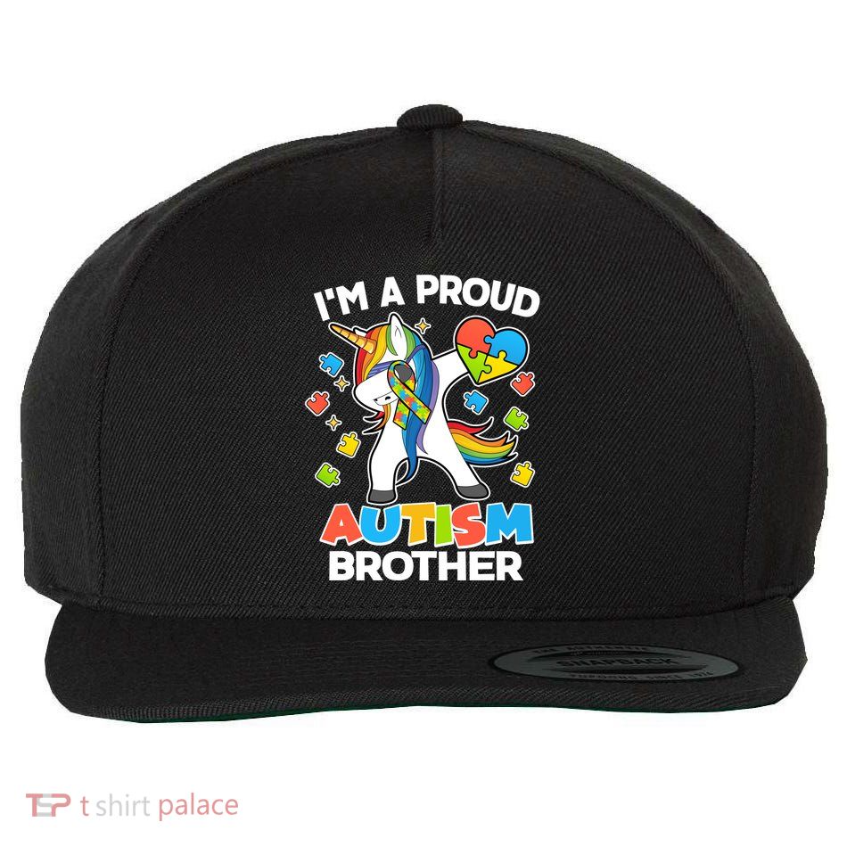 I'm A Proud Autism Brother Dabbing Unicorn Wool Snapback Cap