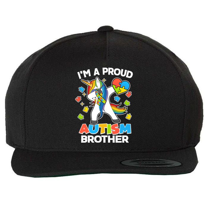 I'm A Proud Autism Brother Dabbing Unicorn Wool Snapback Cap