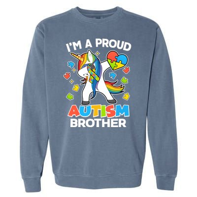 I'm A Proud Autism Brother Dabbing Unicorn Garment-Dyed Sweatshirt