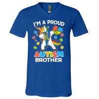 I'm A Proud Autism Brother Dabbing Unicorn V-Neck T-Shirt