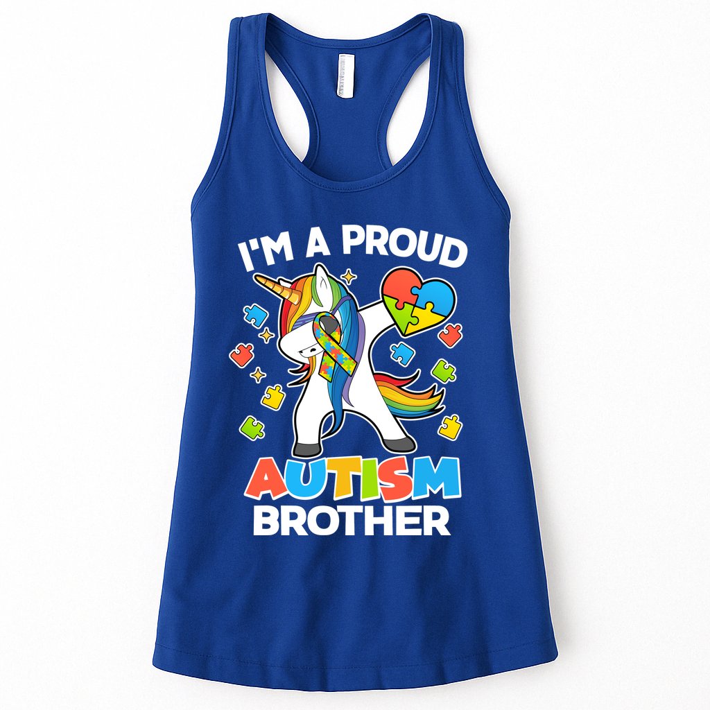 I'm A Proud Autism Brother Dabbing Unicorn Womens Tank Top