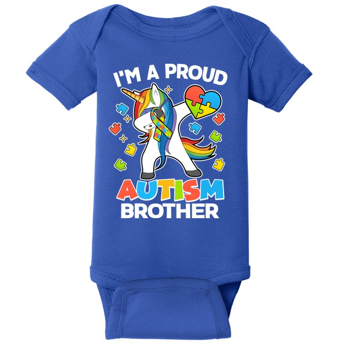 I'm A Proud Autism Brother Dabbing Unicorn Baby Bodysuit