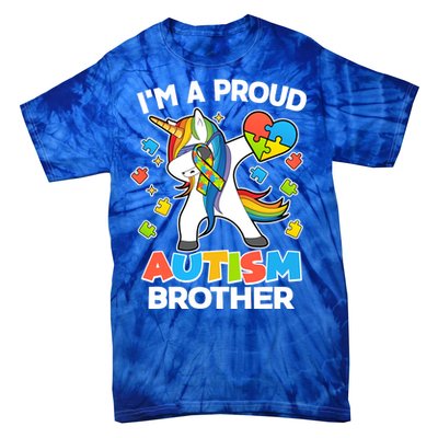 I'm A Proud Autism Brother Dabbing Unicorn Tie-Dye T-Shirt