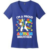 I'm A Proud Autism Brother Dabbing Unicorn Women's V-Neck T-Shirt
