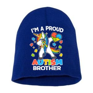 I'm A Proud Autism Brother Dabbing Unicorn Short Acrylic Beanie