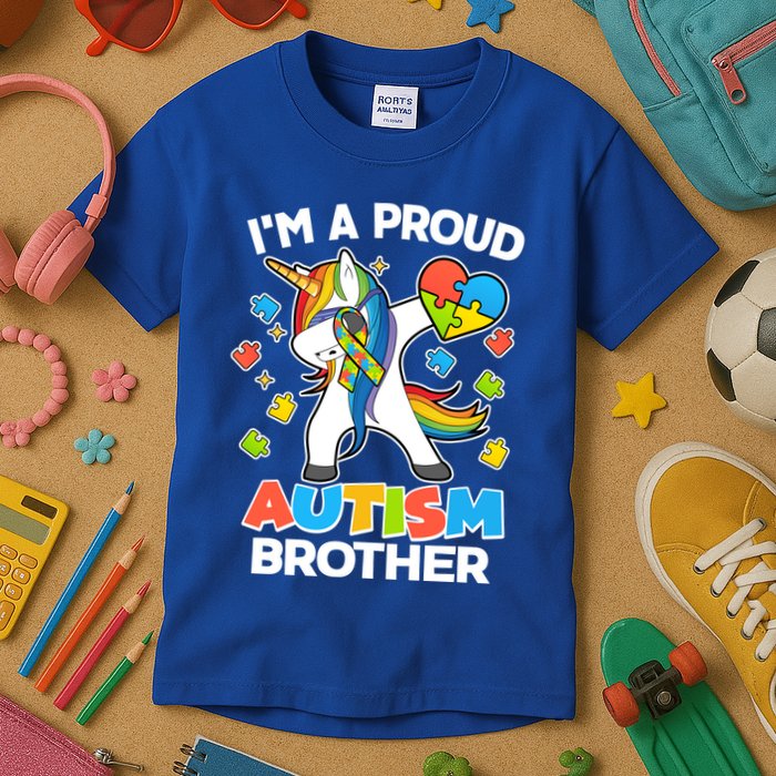 I'm A Proud Autism Brother Dabbing Unicorn Kids T-Shirt