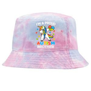 I'm A Proud Autism Brother Dabbing Unicorn Tie-Dyed Bucket Hat