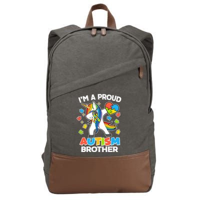 I'm A Proud Autism Brother Dabbing Unicorn Cotton Canvas Backpack