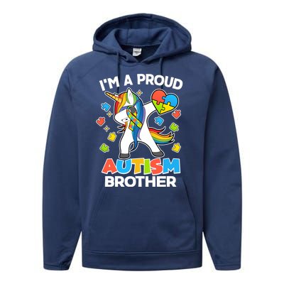 I'm A Proud Autism Brother Dabbing Unicorn Performance Fleece Hoodie