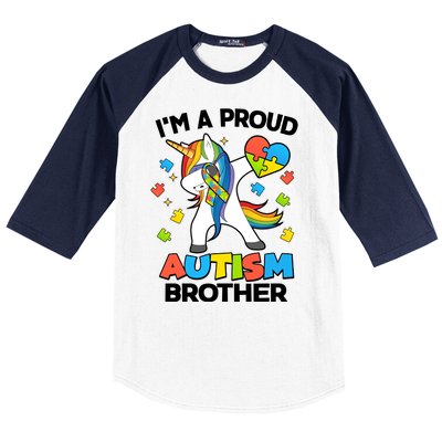 I'm A Proud Autism Brother Dabbing Unicorn Baseball Sleeve Shirt