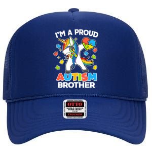 I'm A Proud Autism Brother Dabbing Unicorn High Crown Mesh Back Trucker Hat