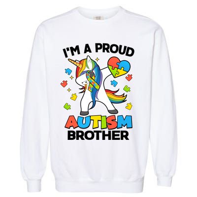 I'm A Proud Autism Brother Dabbing Unicorn Garment-Dyed Sweatshirt