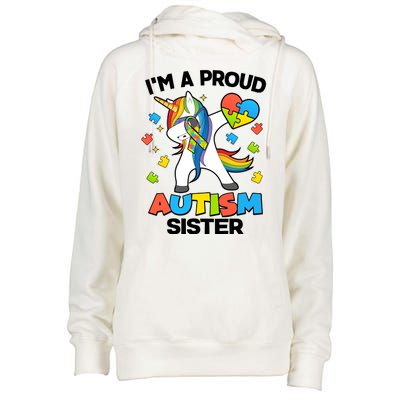 I'm A Proud Autism Sister Dabbing Unicorn Womens Funnel Neck Pullover Hood