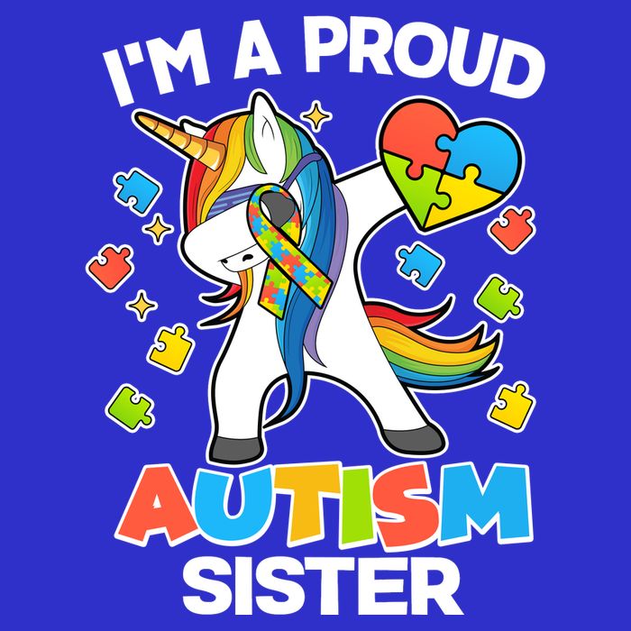 I'm A Proud Autism Sister Dabbing Unicorn Button