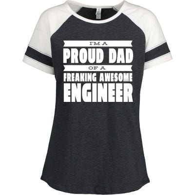 I'm A Proud Dad Of A Freaking Awesome Engineer Enza Ladies Jersey Colorblock Tee