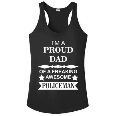 I'm A Proud Dad Of A Freaking Awesome Policeman Ladies PosiCharge Competitor Racerback Tank