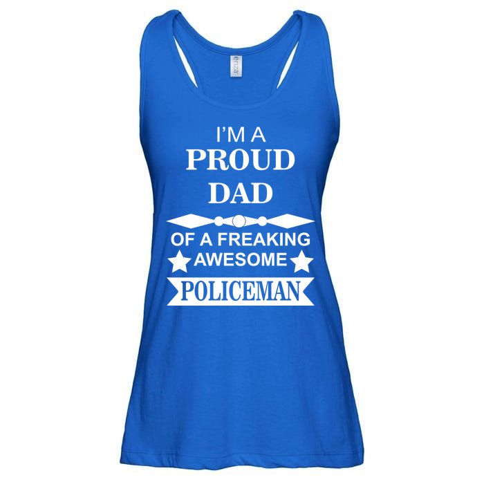 I'm A Proud Dad Of A Freaking Awesome Policeman Ladies Essential Flowy Tank
