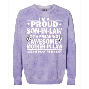 I'm A Proud Son In Law Of A Freaking Awesome Mother In Law Colorblast Crewneck Sweatshirt