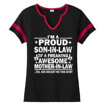 I'm A Proud Son In Law Of A Freaking Awesome Mother In Law Ladies Halftime Notch Neck Tee