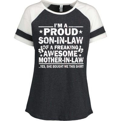 I'm A Proud Son In Law Of A Freaking Awesome Mother In Law Enza Ladies Jersey Colorblock Tee