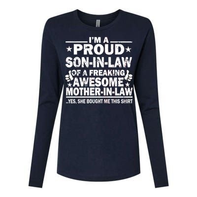 I'm A Proud Son In Law Of A Freaking Awesome Mother In Law Womens Cotton Relaxed Long Sleeve T-Shirt