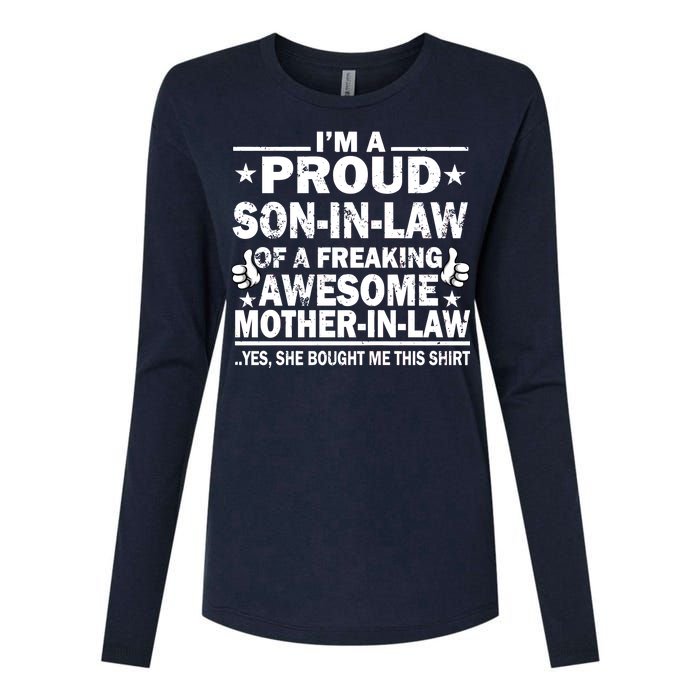 I'm A Proud Son In Law Of A Freaking Awesome Mother In Law Womens Cotton Relaxed Long Sleeve T-Shirt