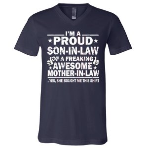 I'm A Proud Son In Law Of A Freaking Awesome Mother In Law V-Neck T-Shirt