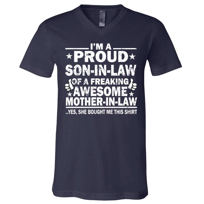 I'm A Proud Son In Law Of A Freaking Awesome Mother In Law V-Neck T-Shirt