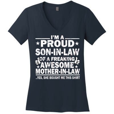 I'm A Proud Son In Law Of A Freaking Awesome Mother In Law Women's V-Neck T-Shirt