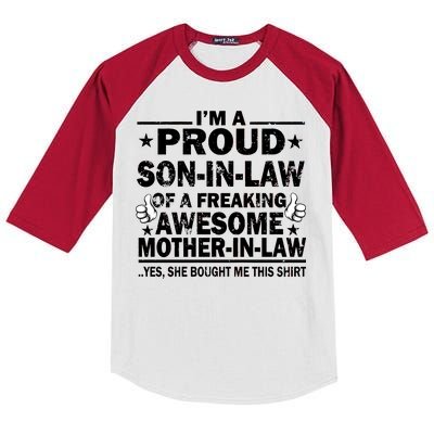 I'm A Proud Son In Law Of A Freaking Awesome Mother In Law Kids Colorblock Raglan Jersey