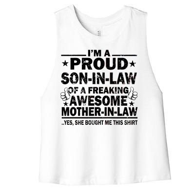 I'm A Proud Son In Law Of A Freaking Awesome Mother In Law Women's Racerback Cropped Tank