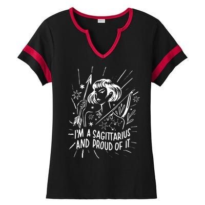 I'm A Sagittarius And Proud Of It Zodiac Birthday Ladies Halftime Notch Neck Tee