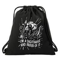 I'm A Sagittarius And Proud Of It Zodiac Birthday Drawstring Bag