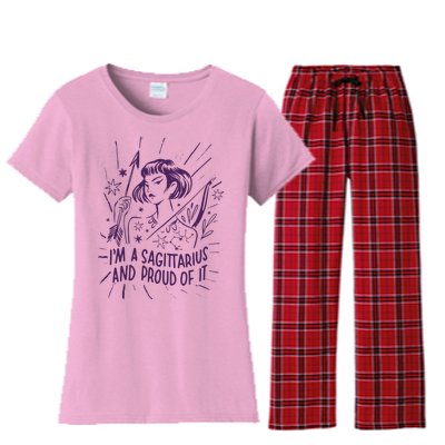 I'm A Sagittarius And Proud Of It Zodiac Birthday Women's Flannel Pajama Set