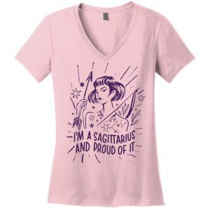 I'm A Sagittarius And Proud Of It Zodiac Birthday Women's V-Neck T-Shirt