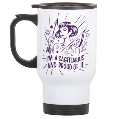 I'm A Sagittarius And Proud Of It Zodiac Birthday Stainless Steel Travel Mug