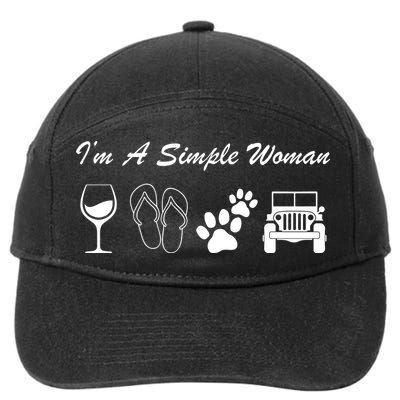 I'm A Simple Woman Living A Simple Life 7-Panel Snapback Hat