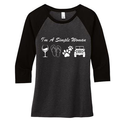 I'm A Simple Woman Living A Simple Life Women's Tri-Blend 3/4-Sleeve Raglan Shirt