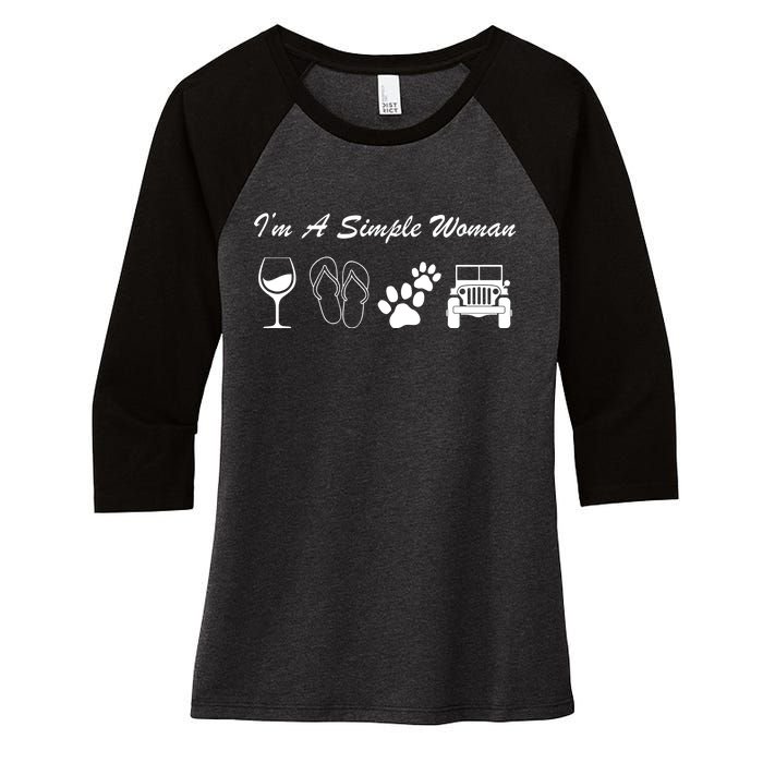 I'm A Simple Woman Living A Simple Life Women's Tri-Blend 3/4-Sleeve Raglan Shirt