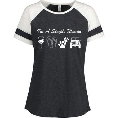 I'm A Simple Woman Living A Simple Life Enza Ladies Jersey Colorblock Tee