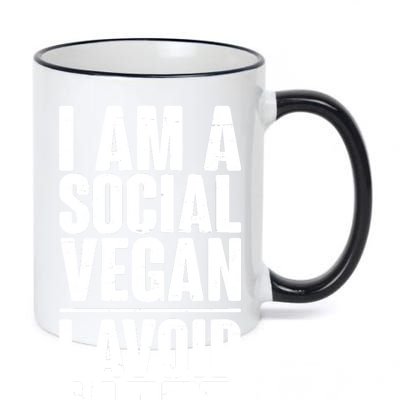 I'm A Social Vegan I Avoid Meet 11oz Black Color Changing Mug