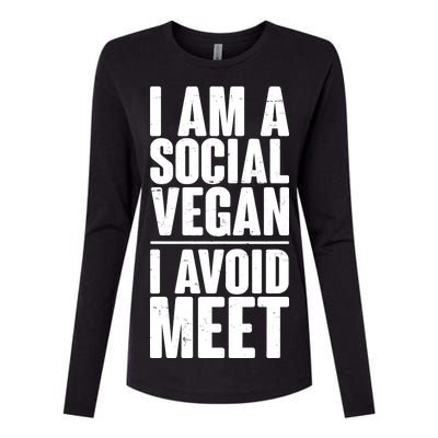 I'm A Social Vegan I Avoid Meet Womens Cotton Relaxed Long Sleeve T-Shirt