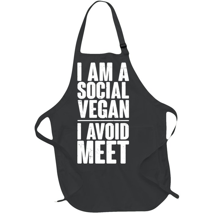 I'm A Social Vegan I Avoid Meet Full-Length Apron With Pockets