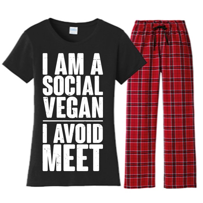 I'm A Social Vegan I Avoid Meet Women's Flannel Pajama Set