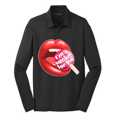 I'm A Sucker For You Funny Silk Touch Performance Long Sleeve Polo