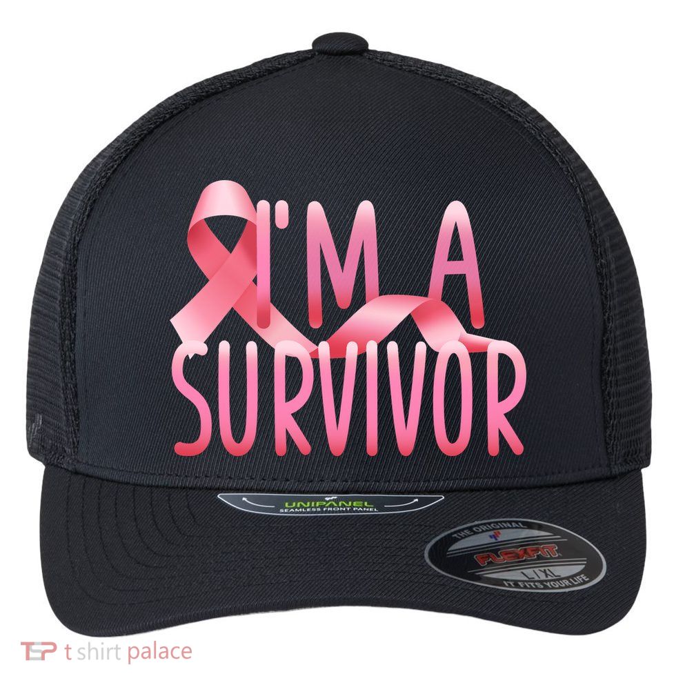 I'm A Survivor Breast Cancer Awareness Flexfit Unipanel Trucker Cap