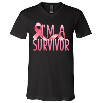 I'm A Survivor Breast Cancer Awareness V-Neck T-Shirt