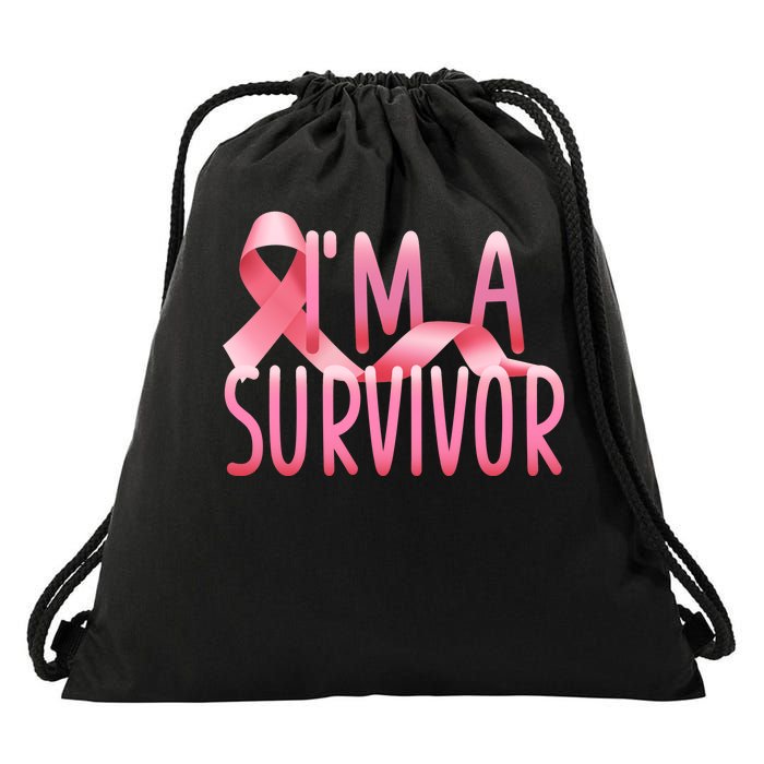 I'm A Survivor Breast Cancer Awareness Drawstring Bag